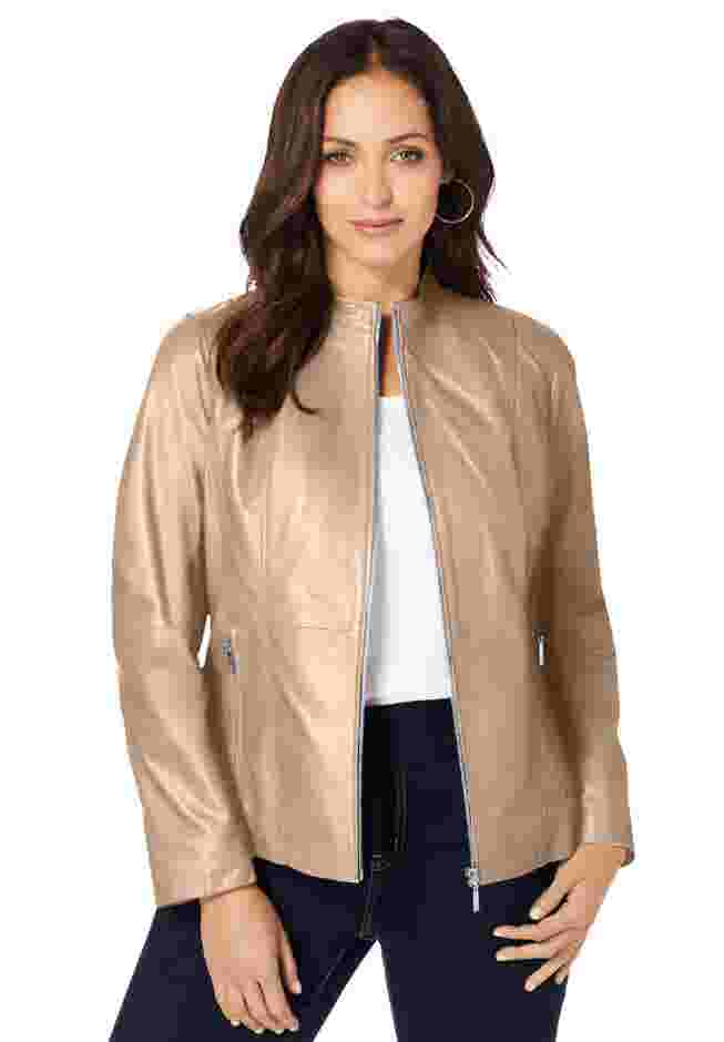 Zip Front Leather Jacket image number 0