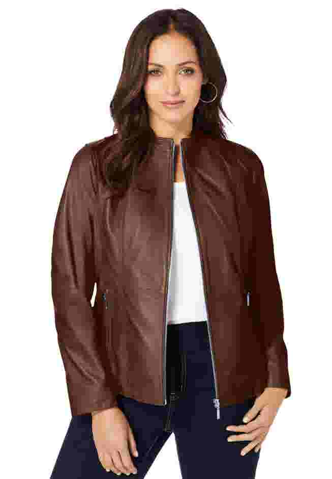 Zip Front Leather Jacket image number 0