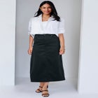 True Fit Stretch Denim Midi Skirt image number null