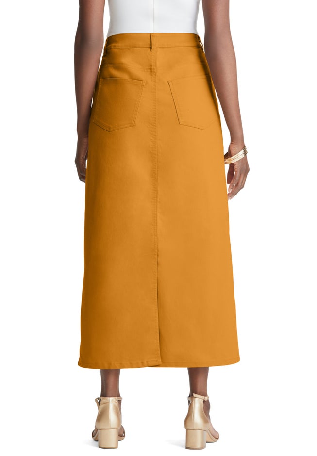 True Fit Stretch Denim Midi Skirt image number 1