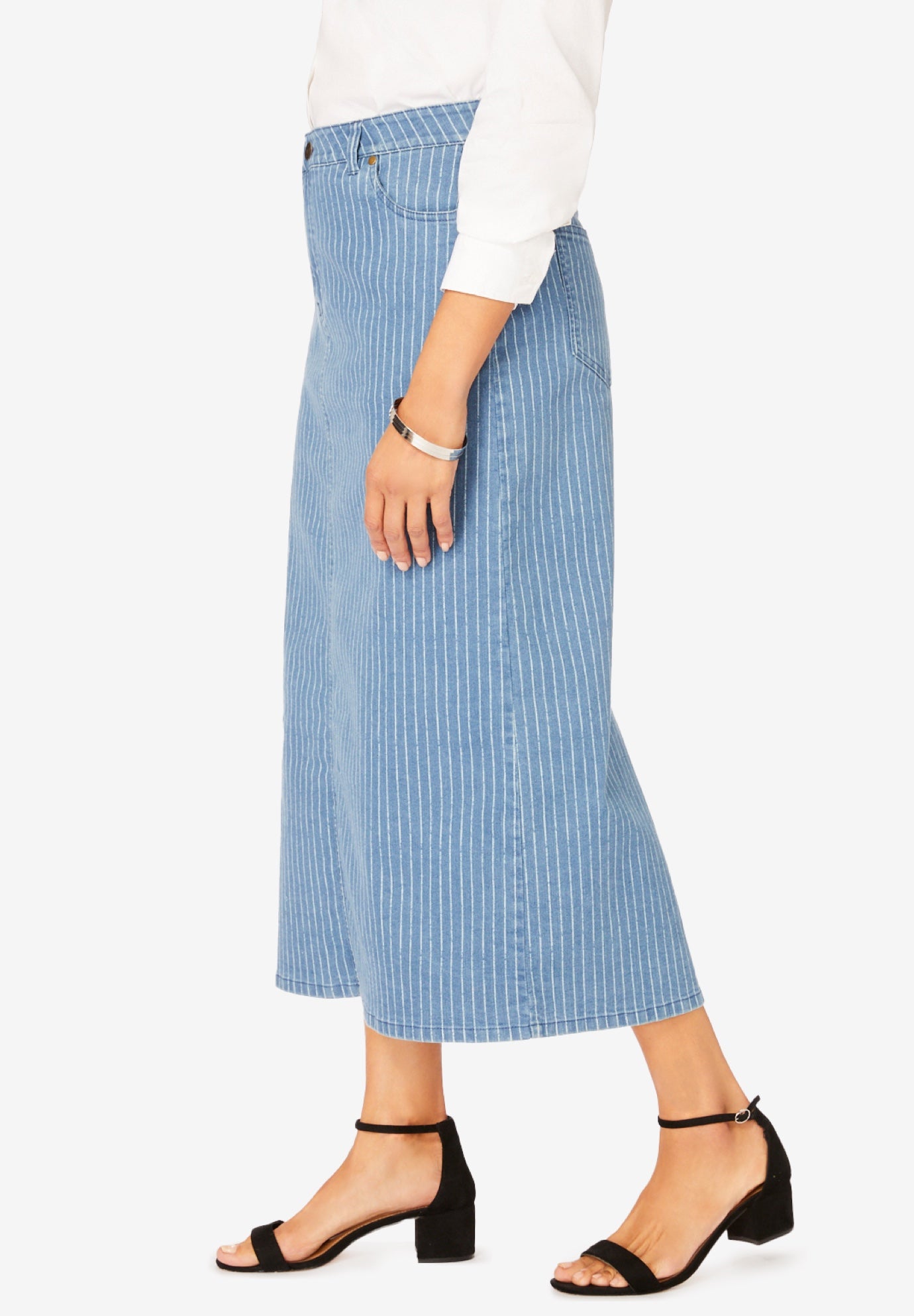 True Fit Stretch Denim Midi Skirt image number 2