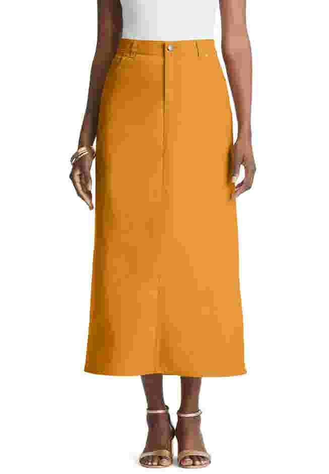 True Fit Stretch Denim Midi Skirt image number 0