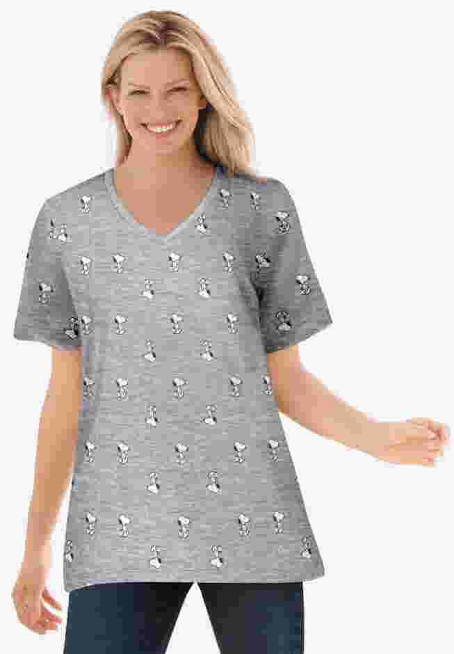Peanuts Short Sleeve V-neck Snoopy Tee image number 0