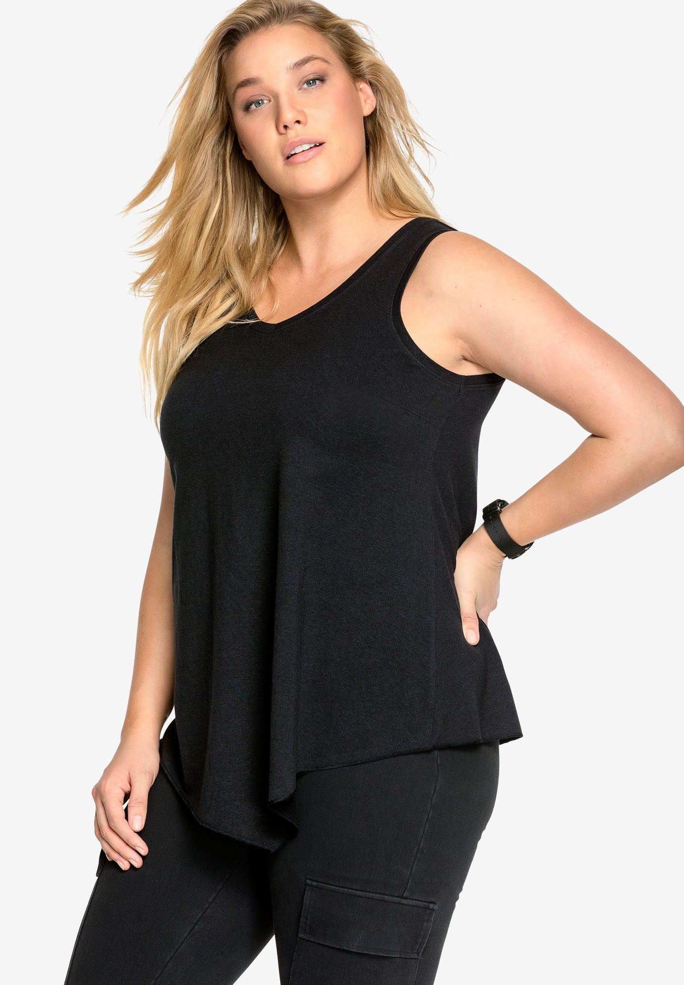 V-Neck Pointed Front Tank image number 3