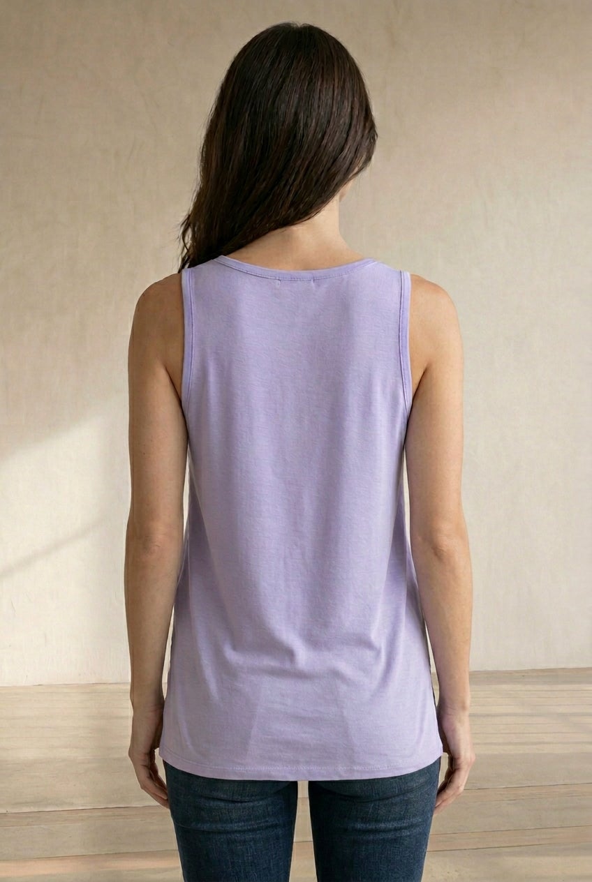 V-Neck Pointed Front A-Line Tank Top image number 1