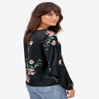 Blouson-Sleeve Satin Blouse image number null