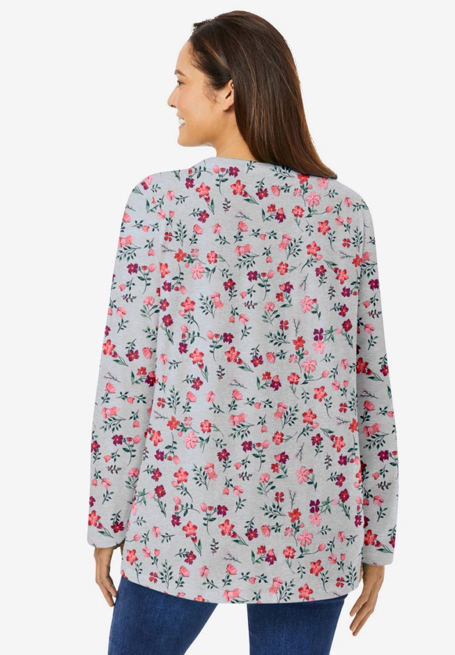 Perfect Printed Long-Sleeve Crewneck Tee image number 1