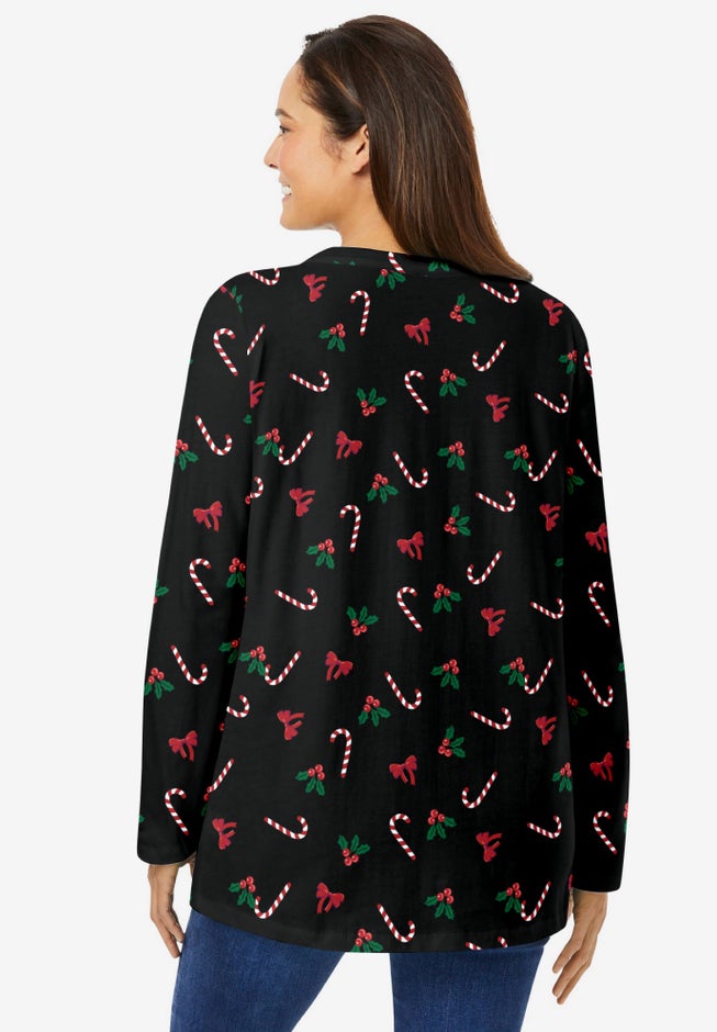 Perfect Printed Long-Sleeve Crewneck Tee image number 1