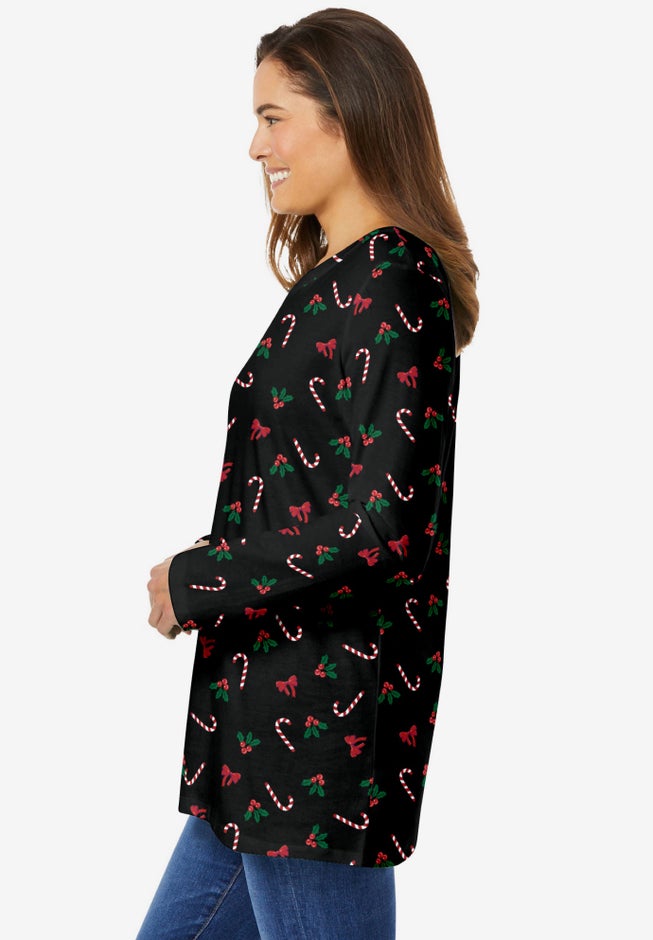 Perfect Printed Long-Sleeve Crewneck Tee image number 2