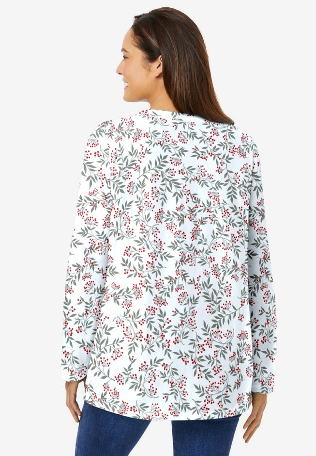 Perfect Printed Long-Sleeve Crewneck Tee image number 1
