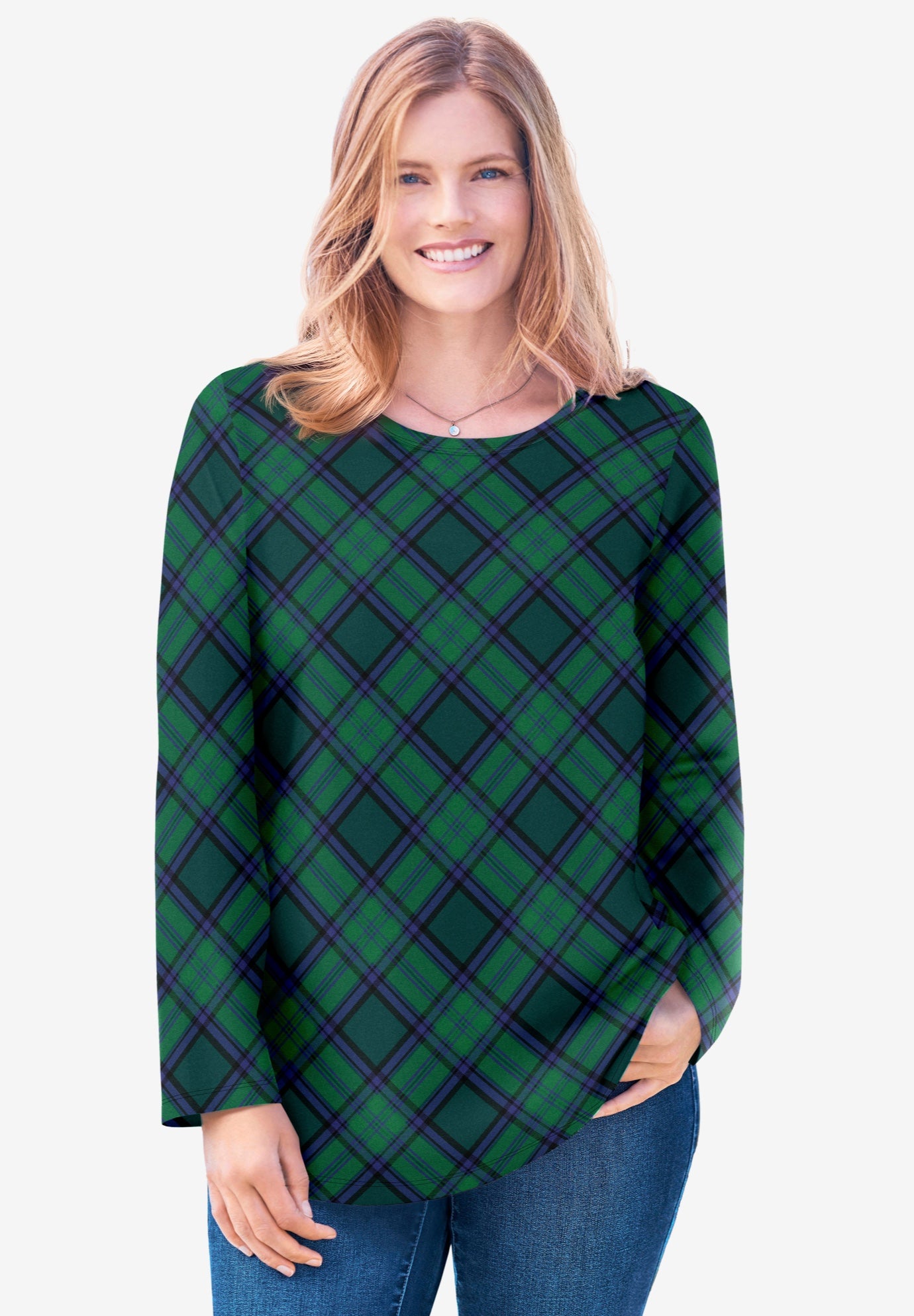 Perfect Printed Long-Sleeve Crewneck Tee image number 0