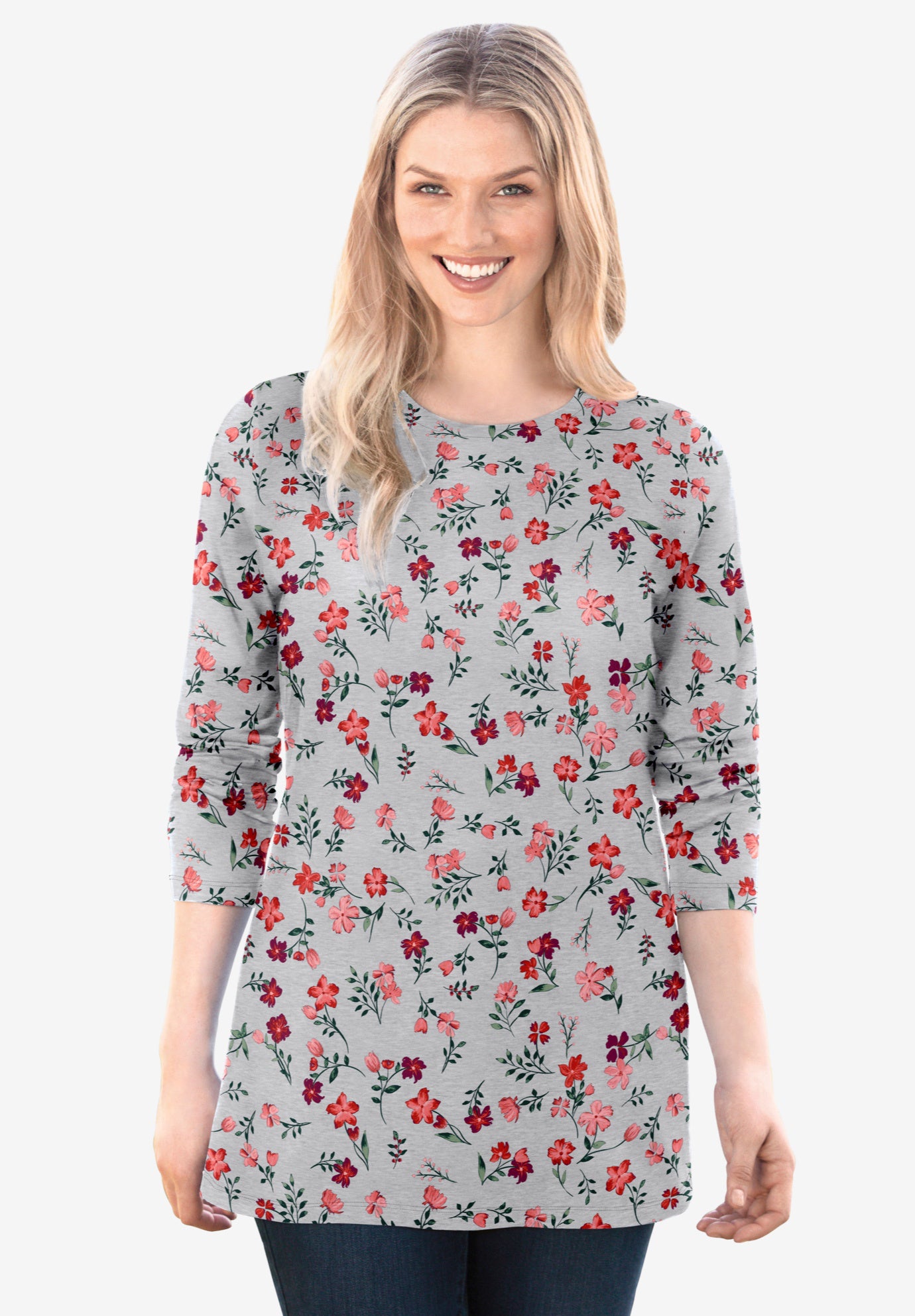 Perfect Printed Long-Sleeve Crewneck Tee image number 0