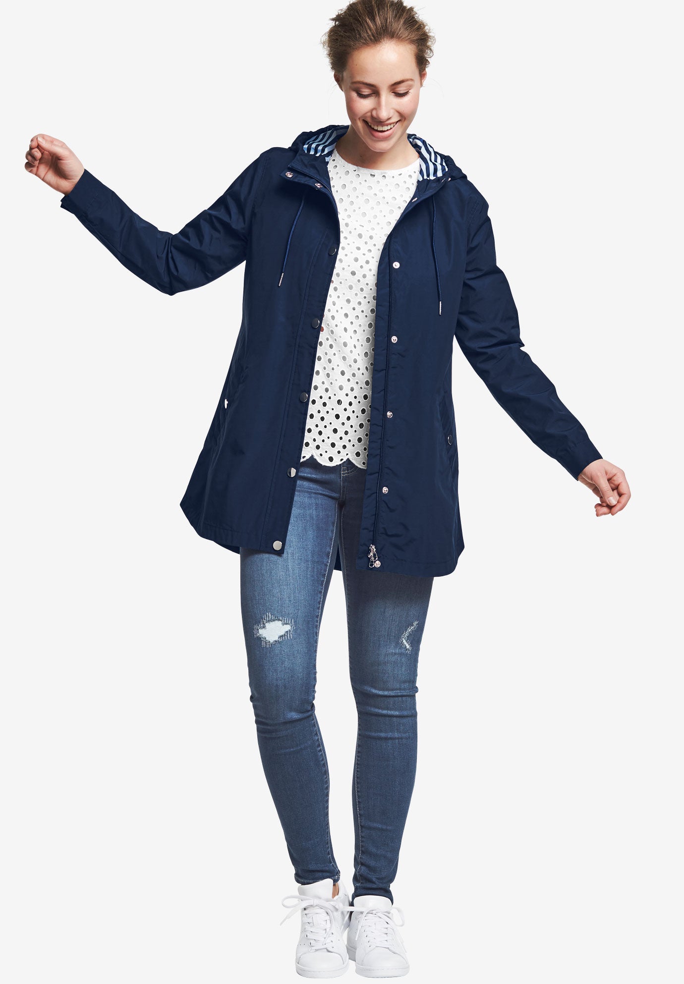 Water-Resistant A-Line Snap-Front Hooded Raincoat image number 4