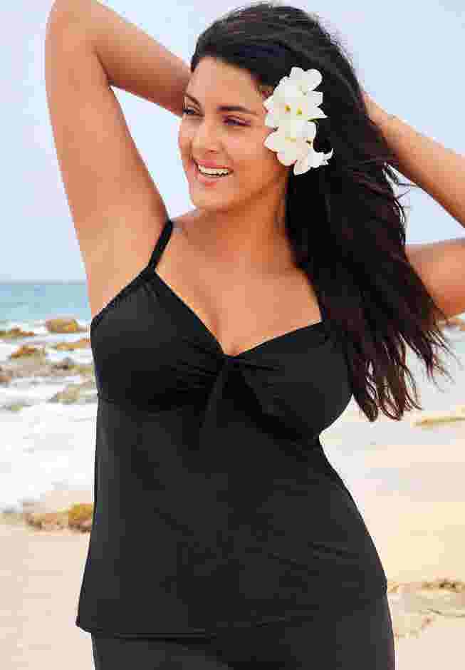 Tie Front Underwire Tankini Top image number 0