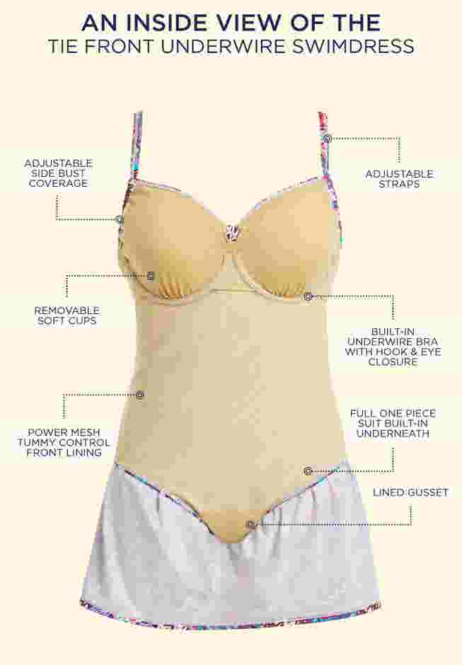 Tie Front Underwire Swimdress image number 3