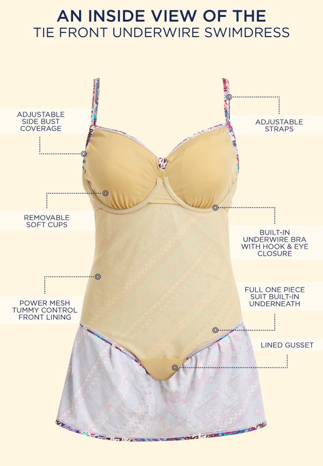 Tie Front Underwire Swimdress image number 3