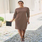 Stretch Cotton Boatneck Shift Dress image number null