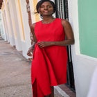 2-Piece Stretch Crepe Single-Breasted Jacket Dress image number null