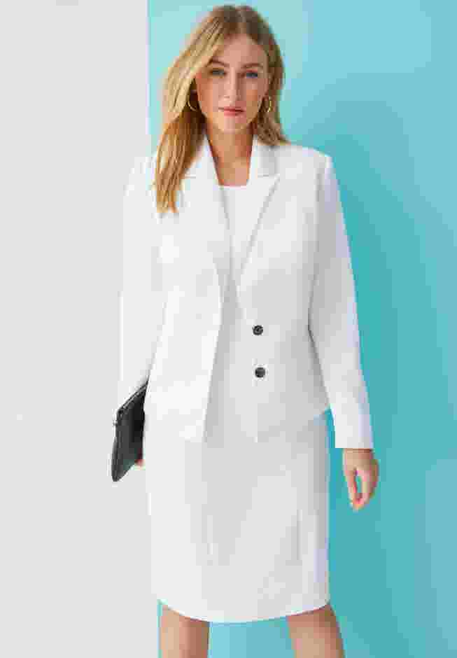 2-Piece Stretch Crepe Single-Breasted Jacket Dress image number 0