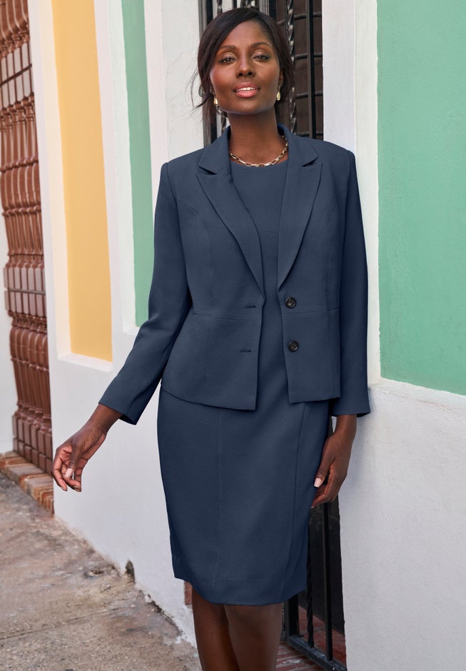 2-Piece Stretch Crepe Single-Breasted Jacket Dress image number 0