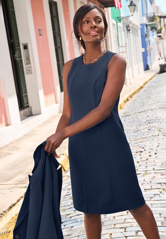 2-Piece Stretch Crepe Single-Breasted Jacket Dress image number 1