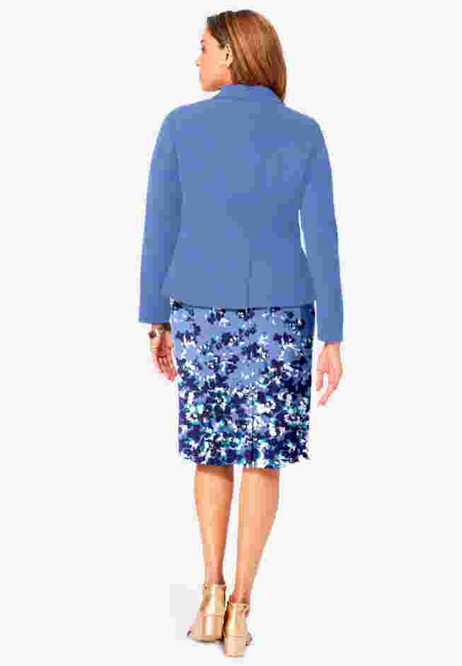 2-Piece Stretch Crepe Single-Breasted Jacket Dress image number 1