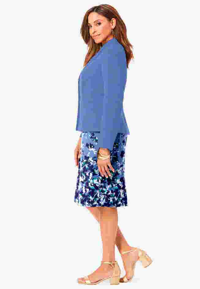 2-Piece Stretch Crepe Single-Breasted Jacket Dress image number 2