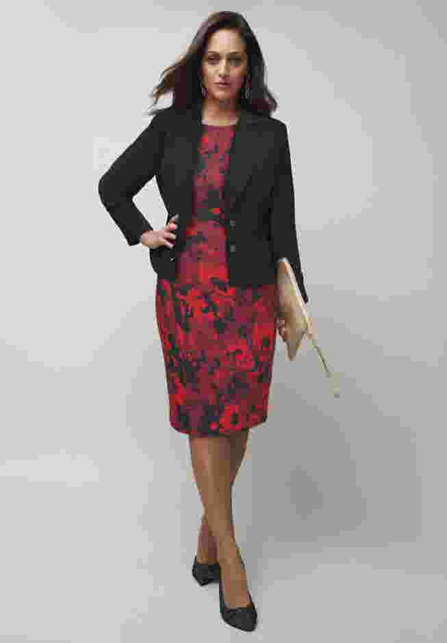 2-Piece Stretch Crepe Single-Breasted Jacket Dress image number 0