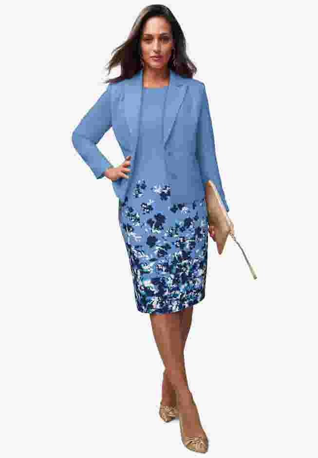 2-Piece Stretch Crepe Single-Breasted Jacket Dress image number 0