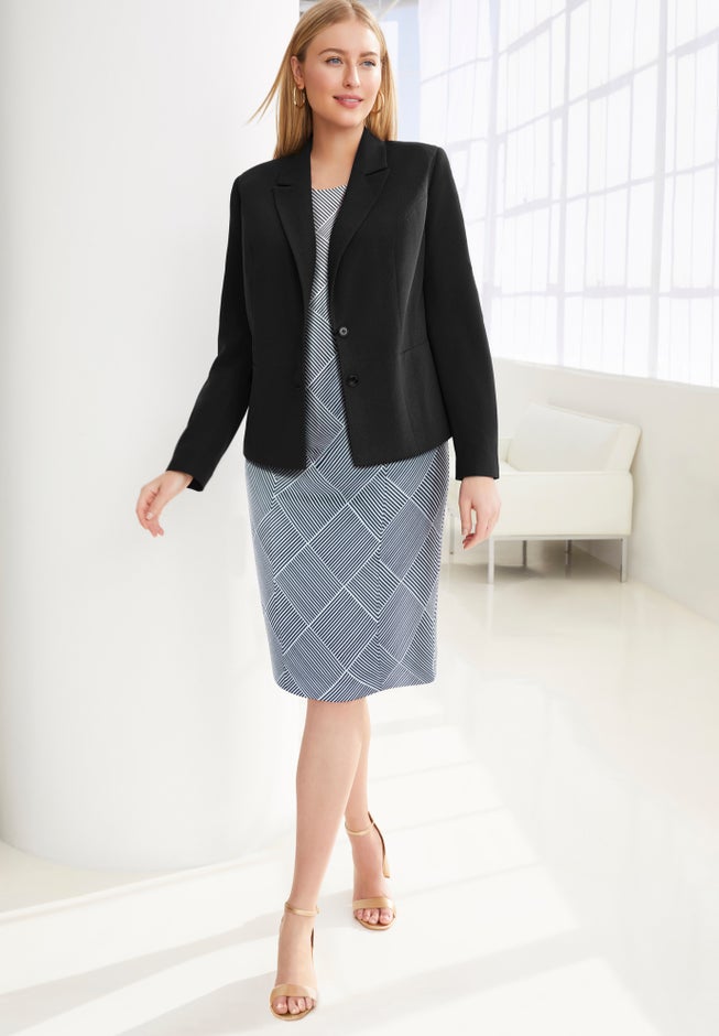 2-Piece Stretch Crepe Single-Breasted Jacket Dress image number 0