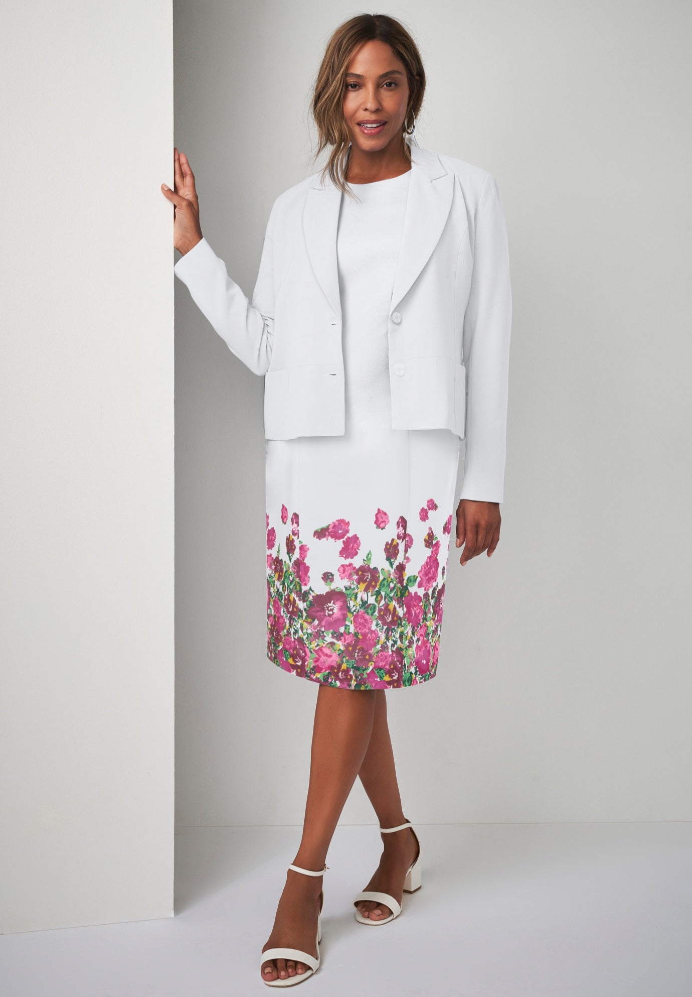 2-Piece Stretch Crepe Single-Breasted Jacket Dress image number 0