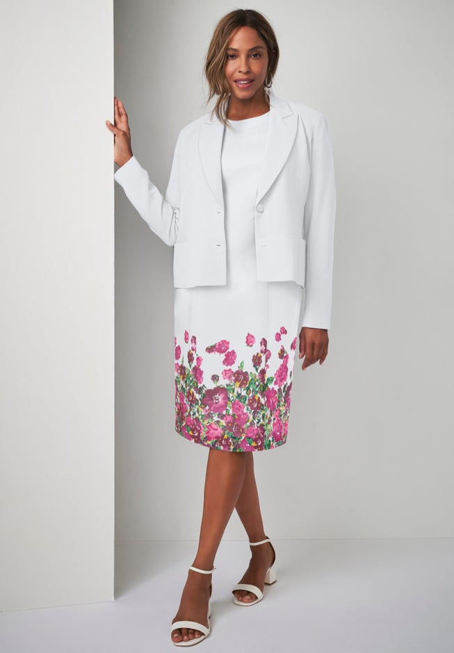 2-Piece Stretch Crepe Single-Breasted Jacket Dress image number 0