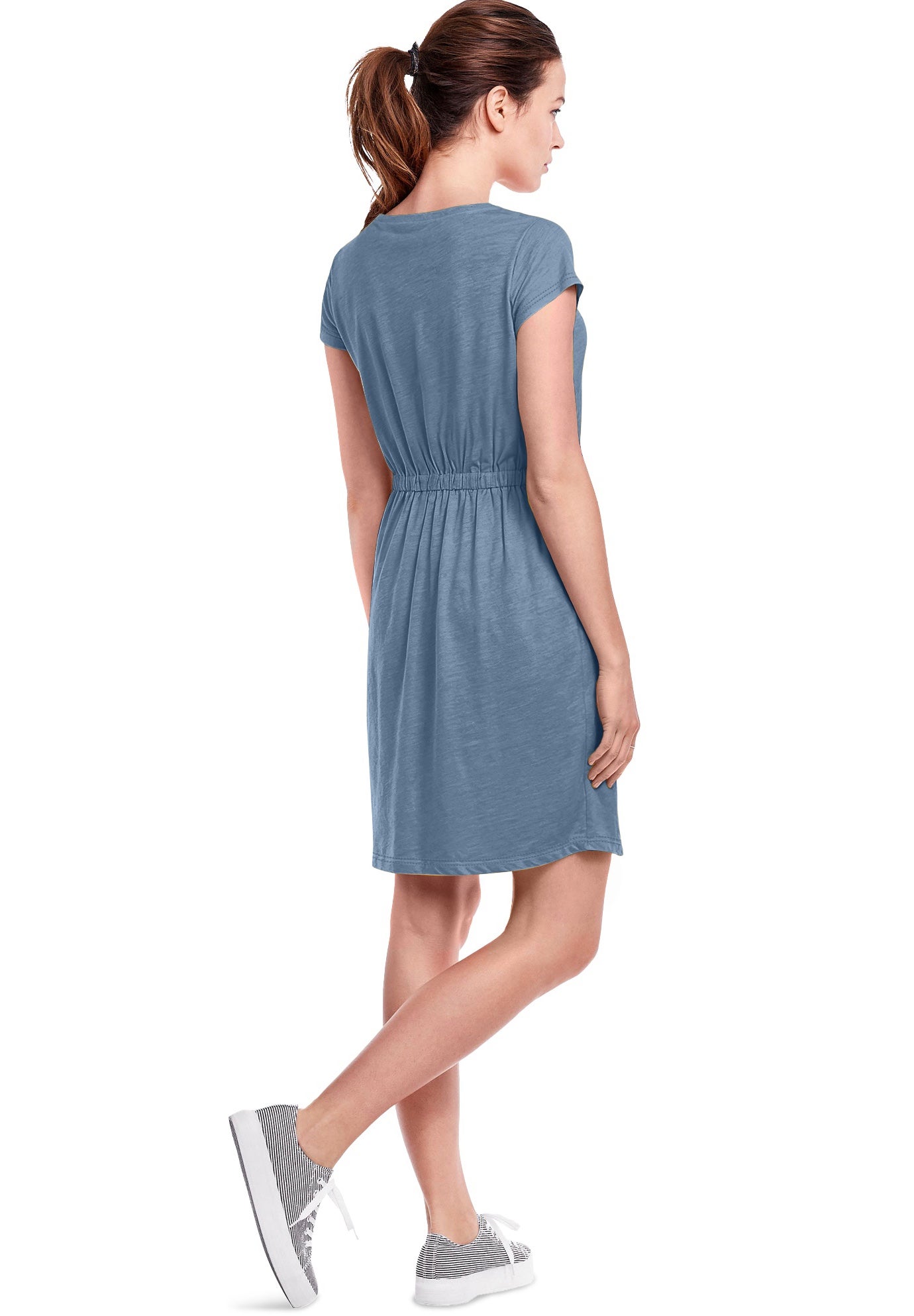 100% Cotton Cinched-Waist Drawstring Midi Dress image number 1