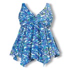 Handkerchief-Hem Twist-Front Tummy Control Two-Piece Swim Dress image number null