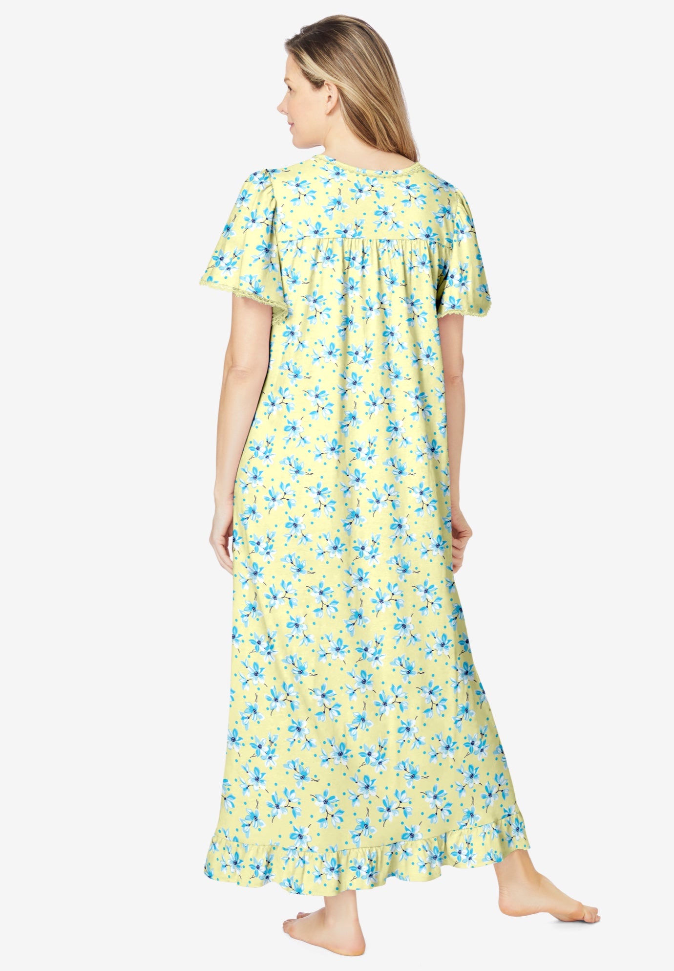 Long Floral Print Cotton Gown image number 1