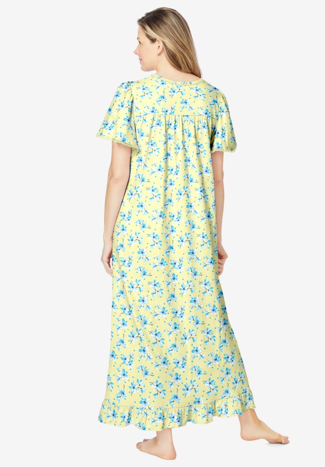 Long Floral Print Cotton Gown image number 1