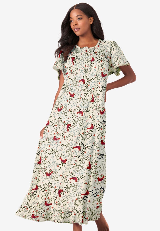 Long Floral Print Cotton Gown image number 0