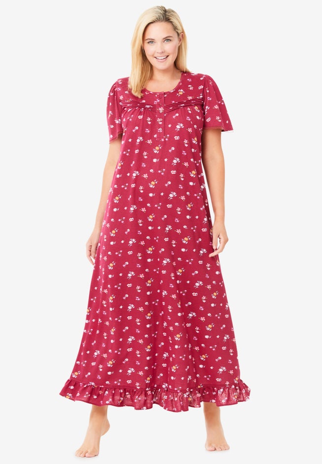 Long Floral Print Cotton Gown image number 0