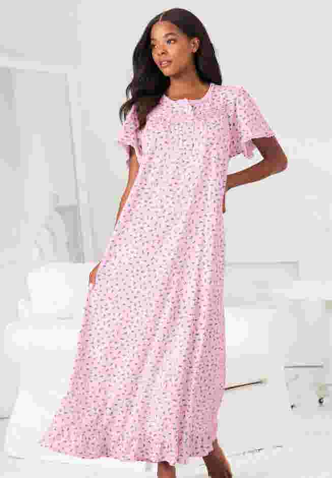 Long Floral Print Cotton Gown image number 0