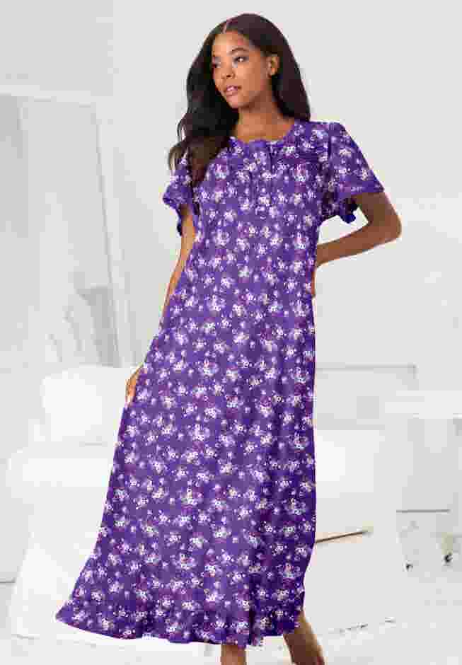 Long Floral Print Cotton Gown image number 3