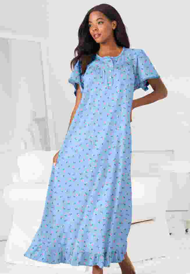 Long Floral Print Cotton Gown image number 5