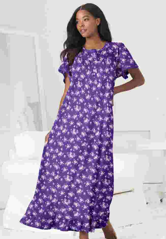Long Floral Print Cotton Gown image number 0