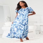 Long Floral Print Cotton Gown image number null