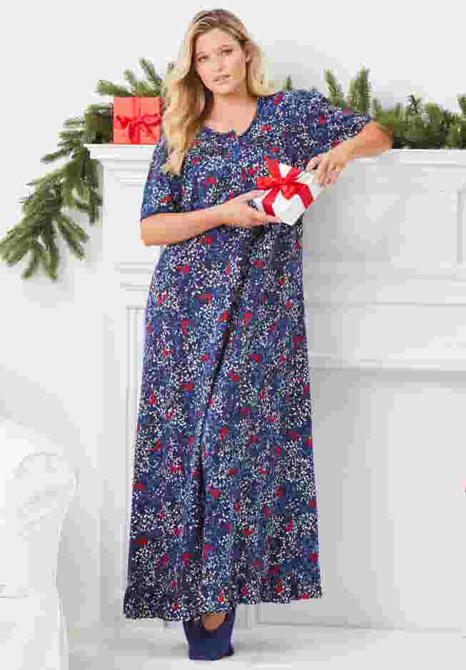 Long Floral Print Cotton Gown image number 4