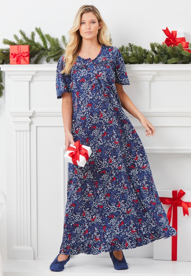 Long Floral Print Cotton Gown image number 0