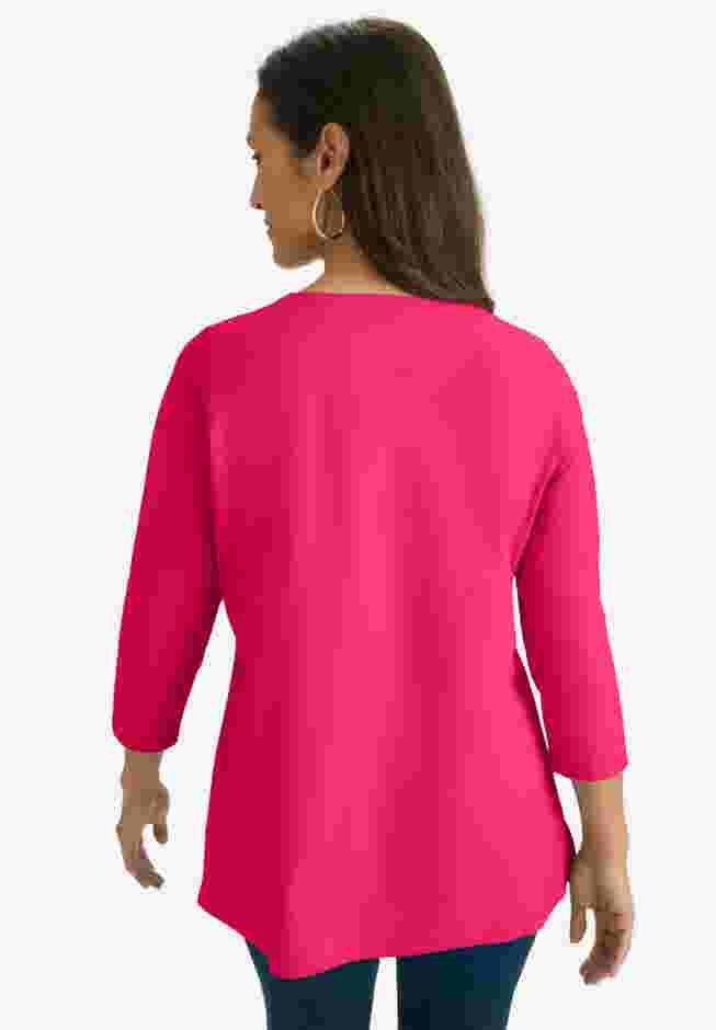 Stretch Cotton Notch Neck Tunic image number 2