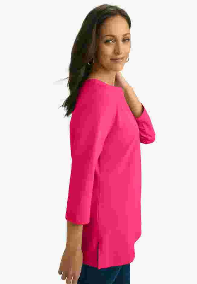 Stretch Cotton Notch Neck Tunic image number 1