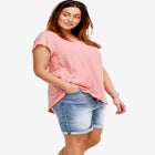 Mid-Rise Stretch Denim Bermuda Shorts image number null