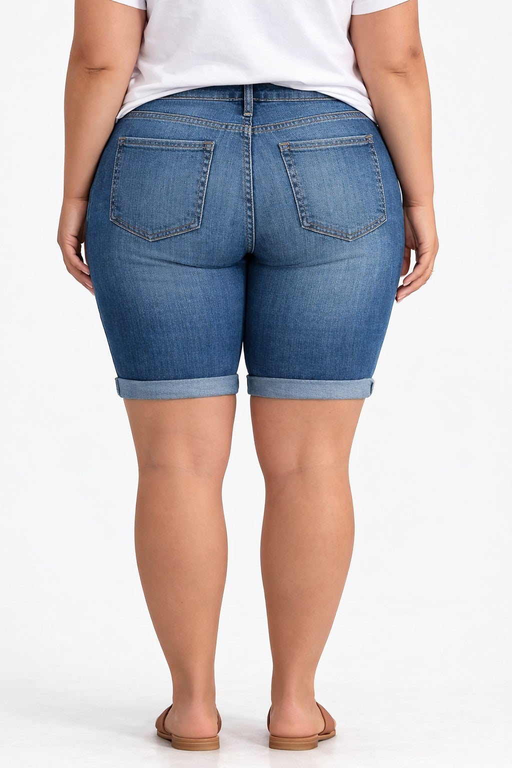 Stretch Denim Mid-rise Bermuda Shorts image number 1