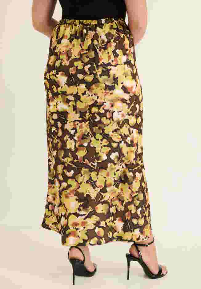 Satin Side-Slit Midi Skirt image number 1